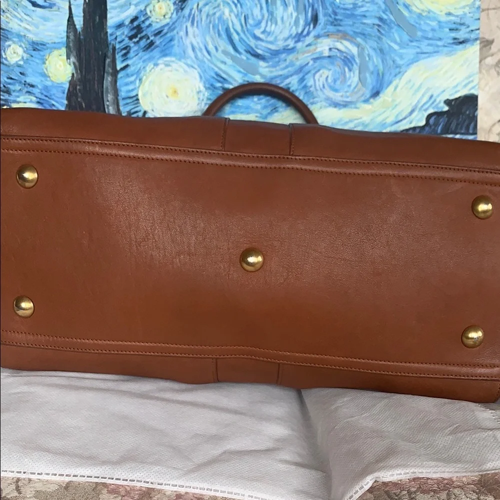 Yves Saint Laurent- Authentic 🍀 Brown Leather Satchel with Gold Y Hardware - Picture 5 of 12
